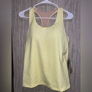 NWT XL Nike Swoosh Medium Impact Sports Bra Racerback Tank Yellow